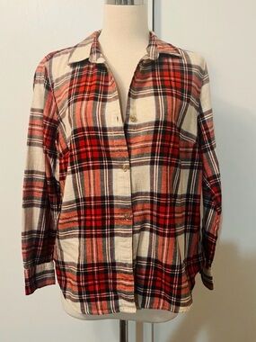 Old Navy Red and Cream Plaid Button-Down Shirt